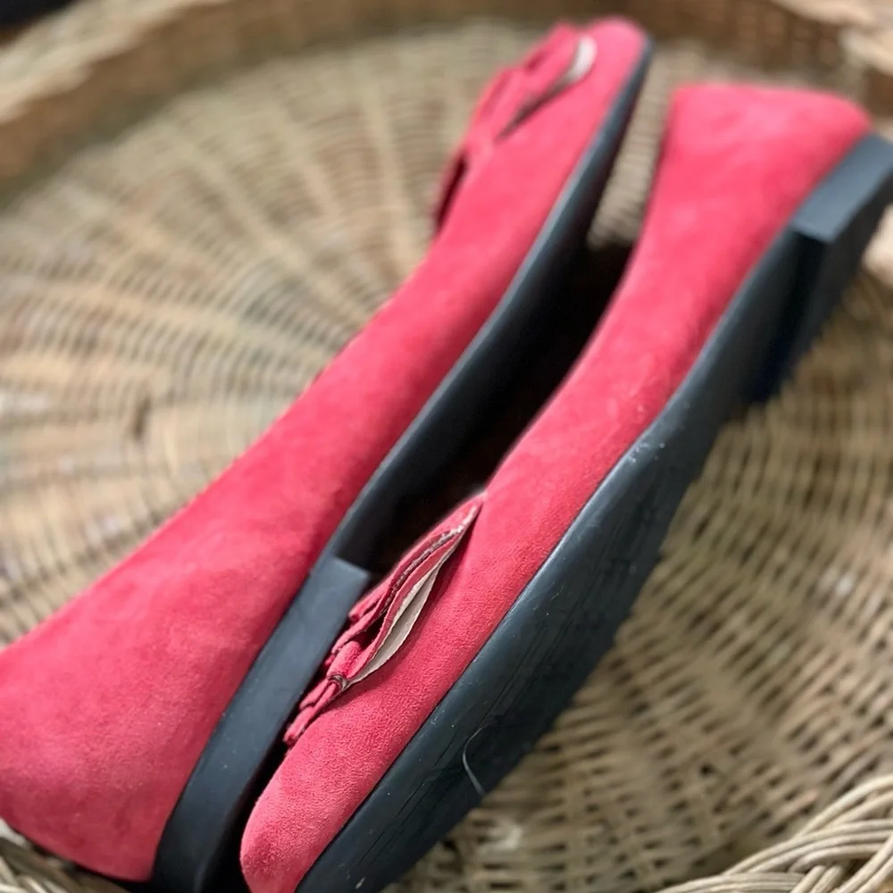 L.L. Bean Women's Red Suede Ruffle Shoes - Picture 8 of 9